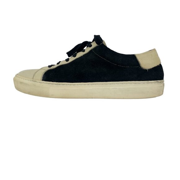 MALENE BIRGER Distressed Tennis Prep Suede Black Cream VSCO Low Rise Sneaker 40 - Picture 7 of 12